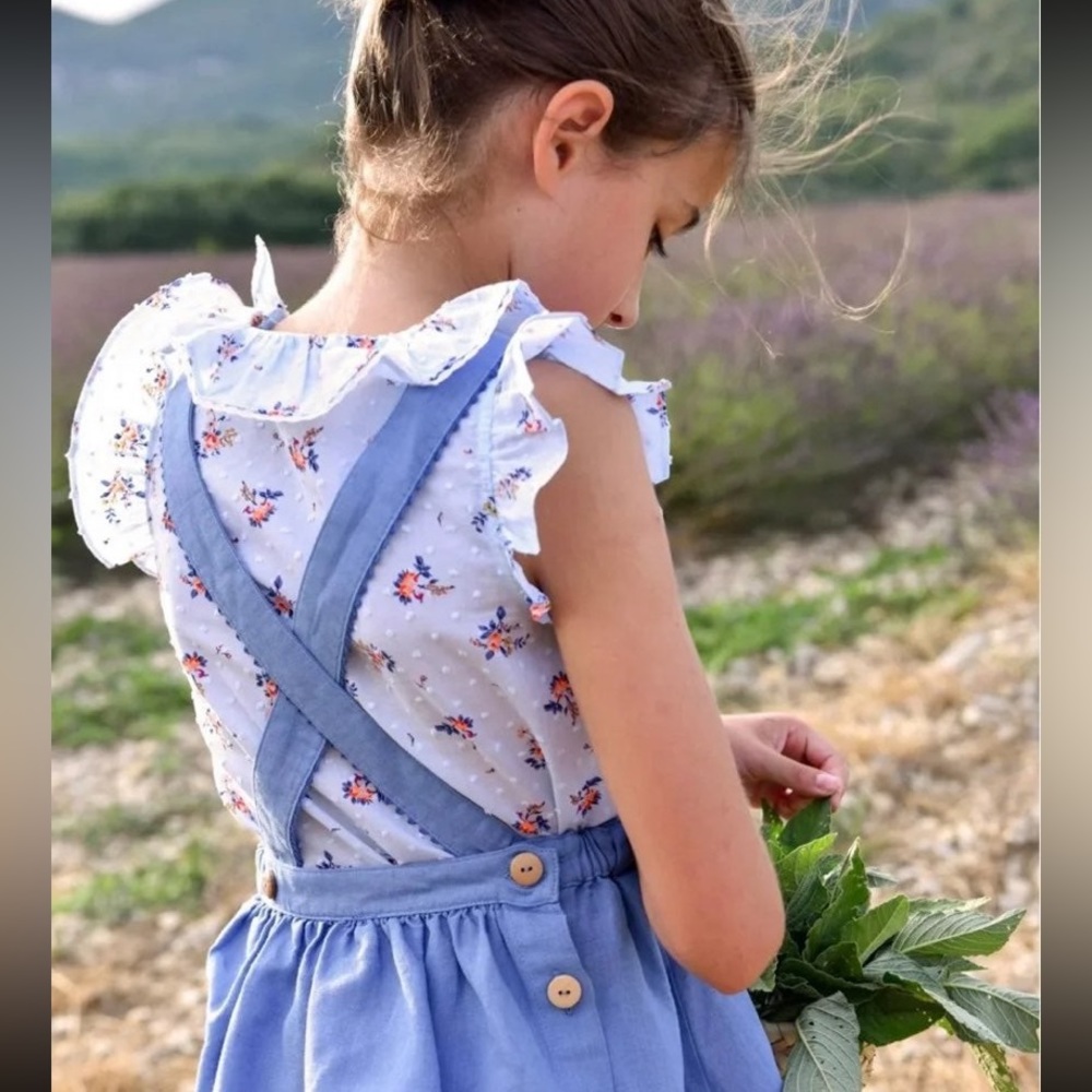Petite Lucette girls lace trim blouse